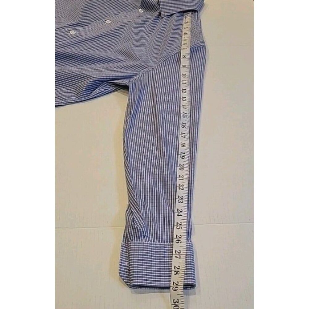 Bonobos Stretch Mens Standard Fit Blue White Check Dress Shirt Size 16‎ 32 EUC - Picture 5 of 8